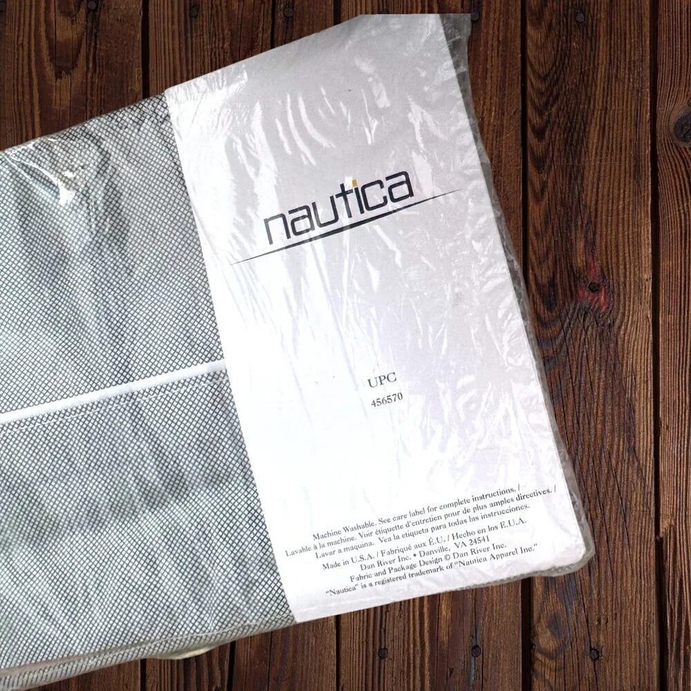 Nautica Y2k Black White Plaid Check Flat Full Sheet Vintage NWT